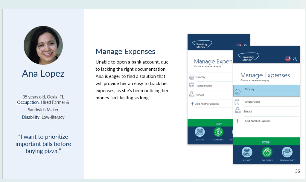 App interface design — Traveling Money